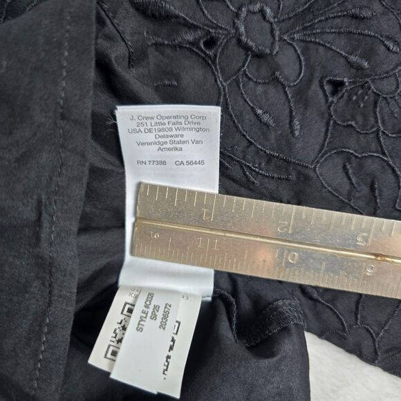 J.Crew Eyelet Sleeve Button-Up Blouse Women XS Black Long Sleeve Top Cotton - Picture 8 of 9